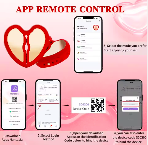 Máy Massage Ngực Kẹp Núm Vú Hình Trái Tim Điều Khiển App Kích Thích Nhũ Hoa